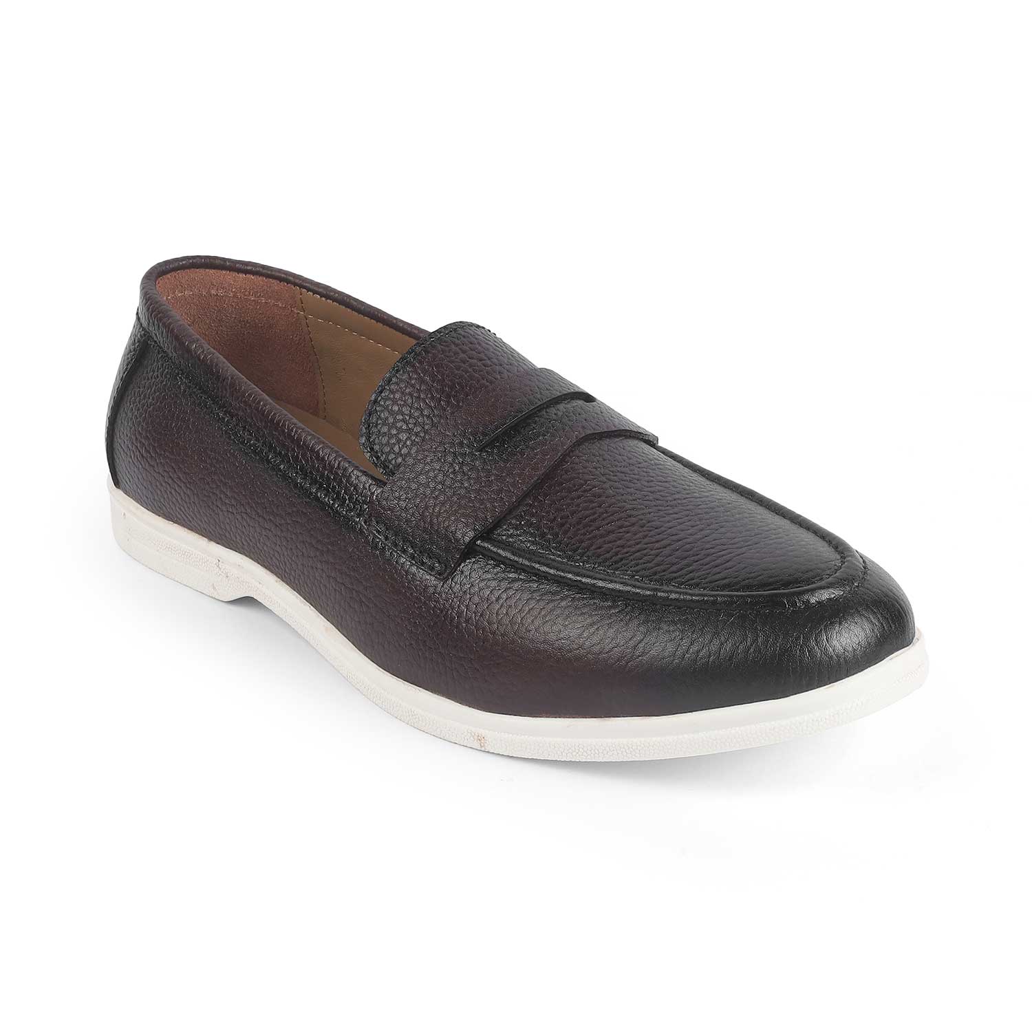 Men's Brown Leather Driving Penny Loafers Tresmode