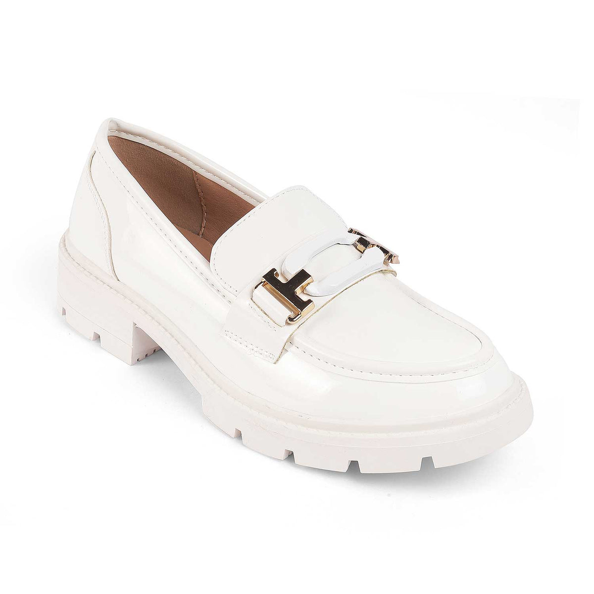 Tresmode Gstaad White Women's Chunky Sole Loafers