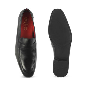 Tresmode Hawk Black Men's Leather Penny Loafers