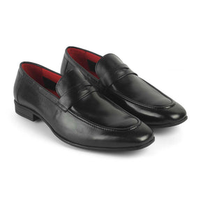 Tresmode Hawk Black Men's Leather Penny Loafers