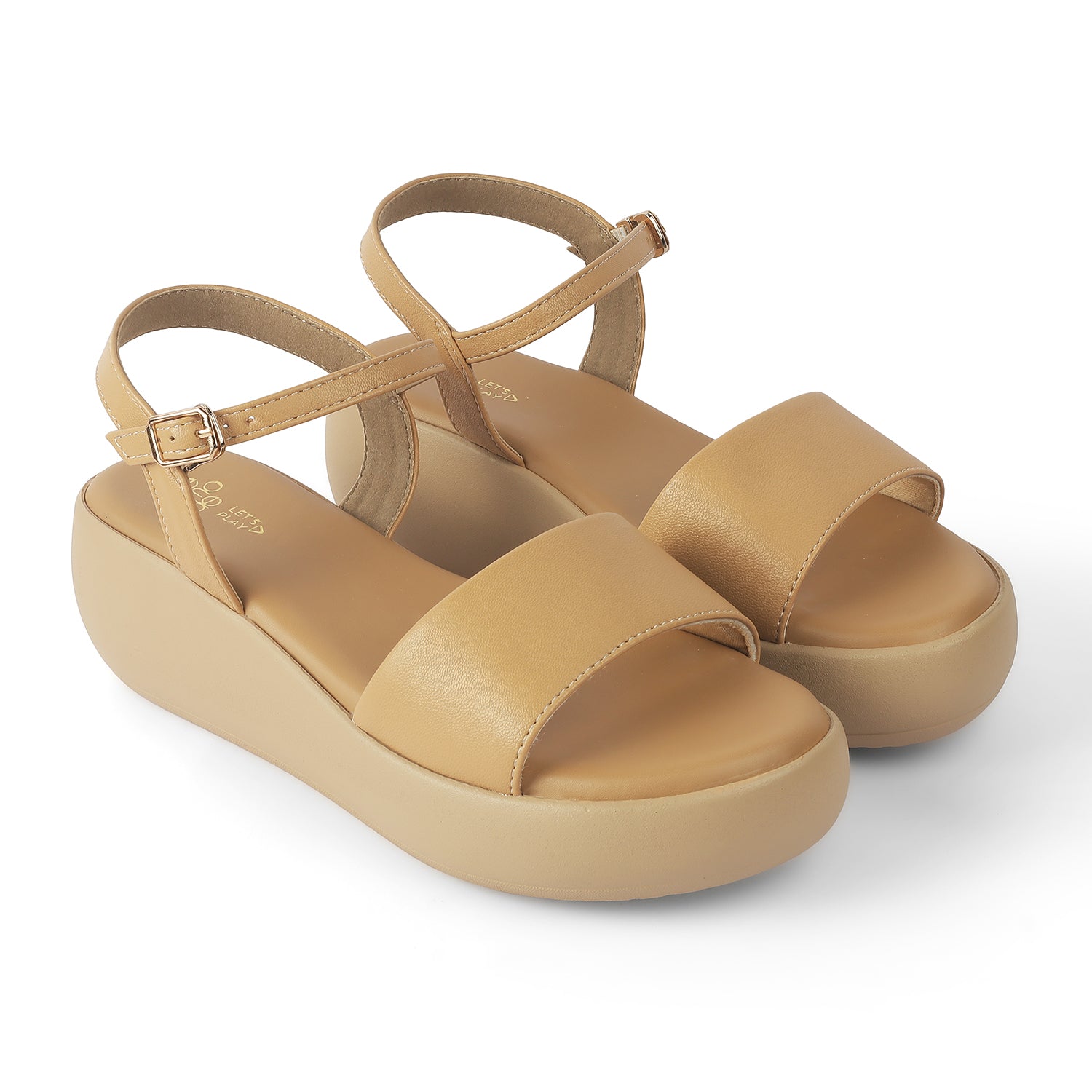 Tresmode Impl Beige Women's Casual Wedge Heel Sandals