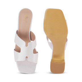 Incredible White Women's Party Wear Sandals Tresmode