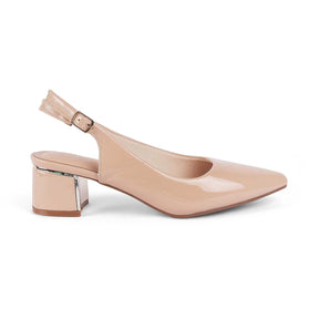 Tresmode Jane Beige Women's Dress Block Heel Pumps