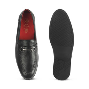 Tresmode Malwa Black Men's Leather Loafers