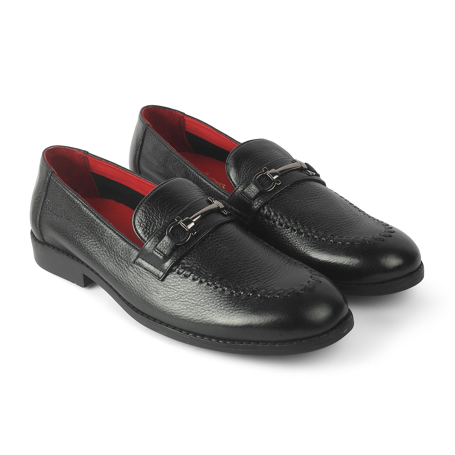 Tresmode Malwa Black Men's Leather Loafers