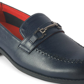 Tresmode Malwa Blue Men's Leather Loafers