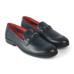 Tresmode Malwa Blue Men's Leather Loafers