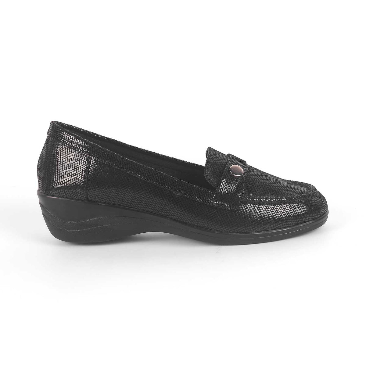 Tresmode Marcoval Black Women's Dress Wedge Loafers