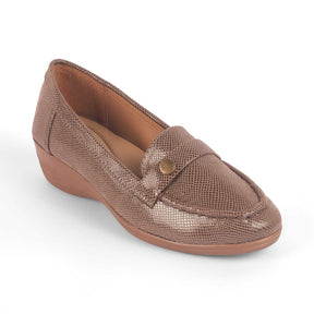 Marcoval Brown Women's 2-inch Wedge Loafers Tresmode