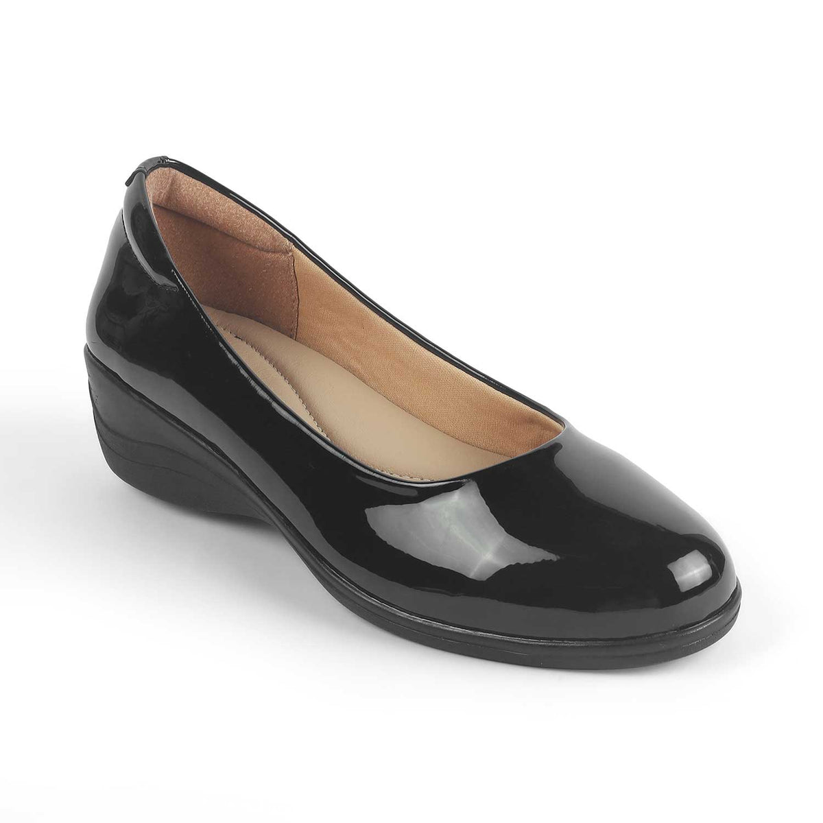 Women's Black Wedge Ballerinas Tresmode