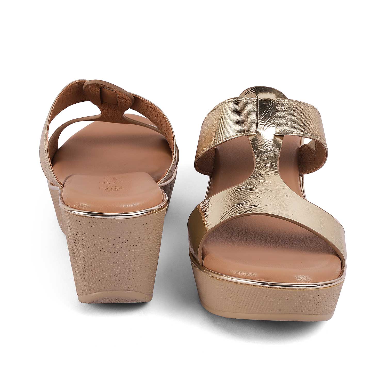 Tresmode Miglo Gold Women's Dress Wedge Sandals