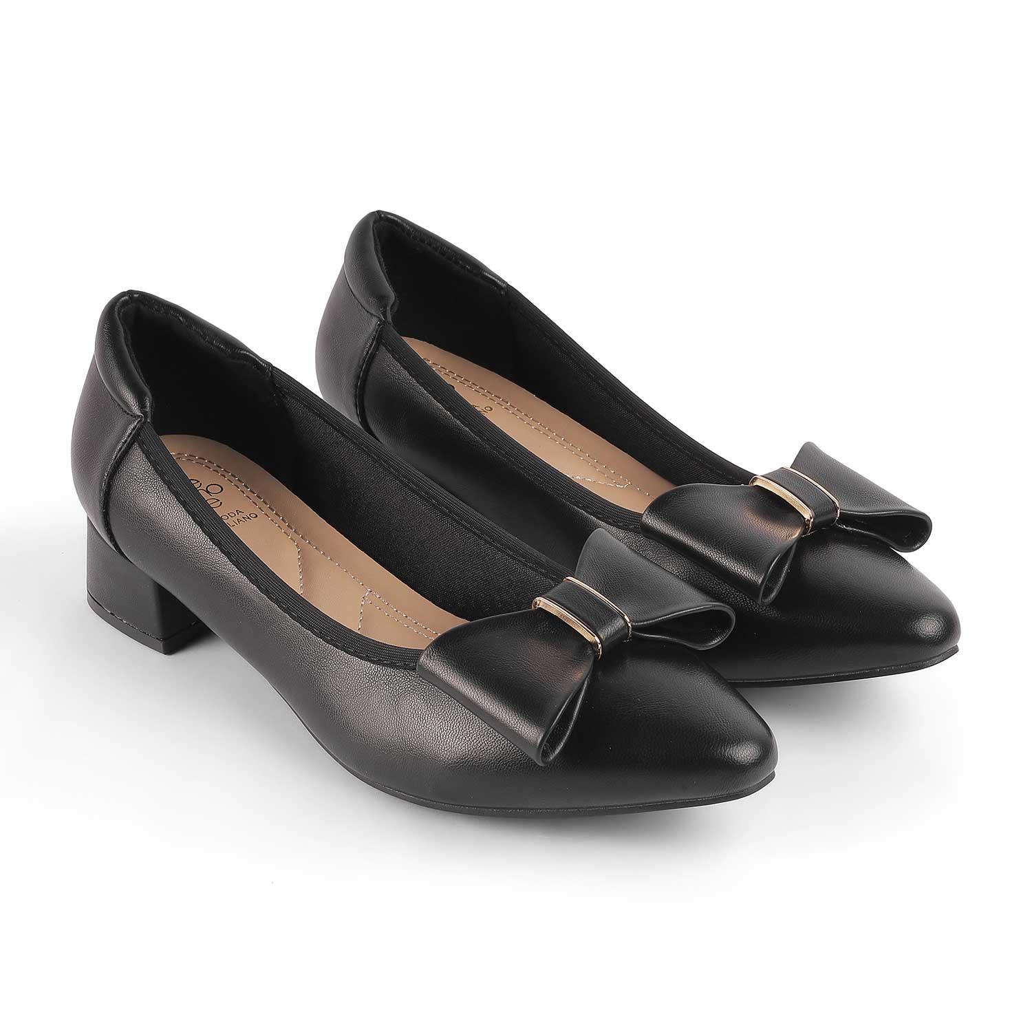 Tresmode Monalise Black Women's Dress Block Heel Pumps