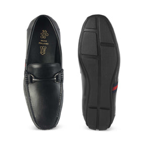 Tresmode Monoco Black Men's Leather Driving Loafers