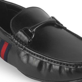 Tresmode Monoco Black Men's Leather Driving Loafers