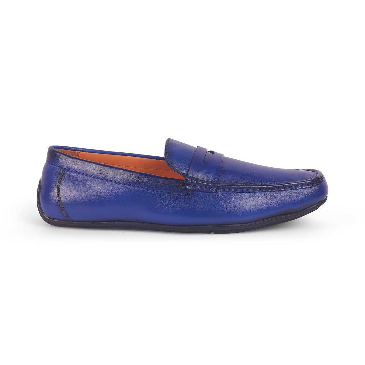 Tresmode Monto Blue Men's Leather Penny Driving Loafers