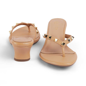 Tresmode Pugstud Beige Women's Dress Heel Sandals