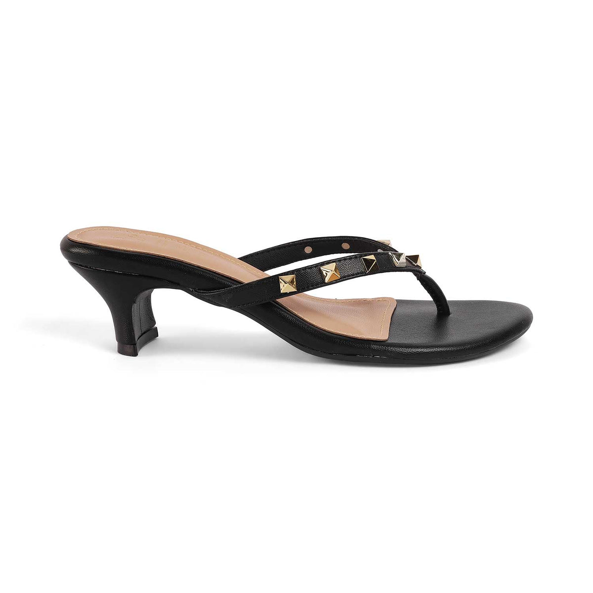 Tresmode Pugstud Black Women's Dress Heel Sandals