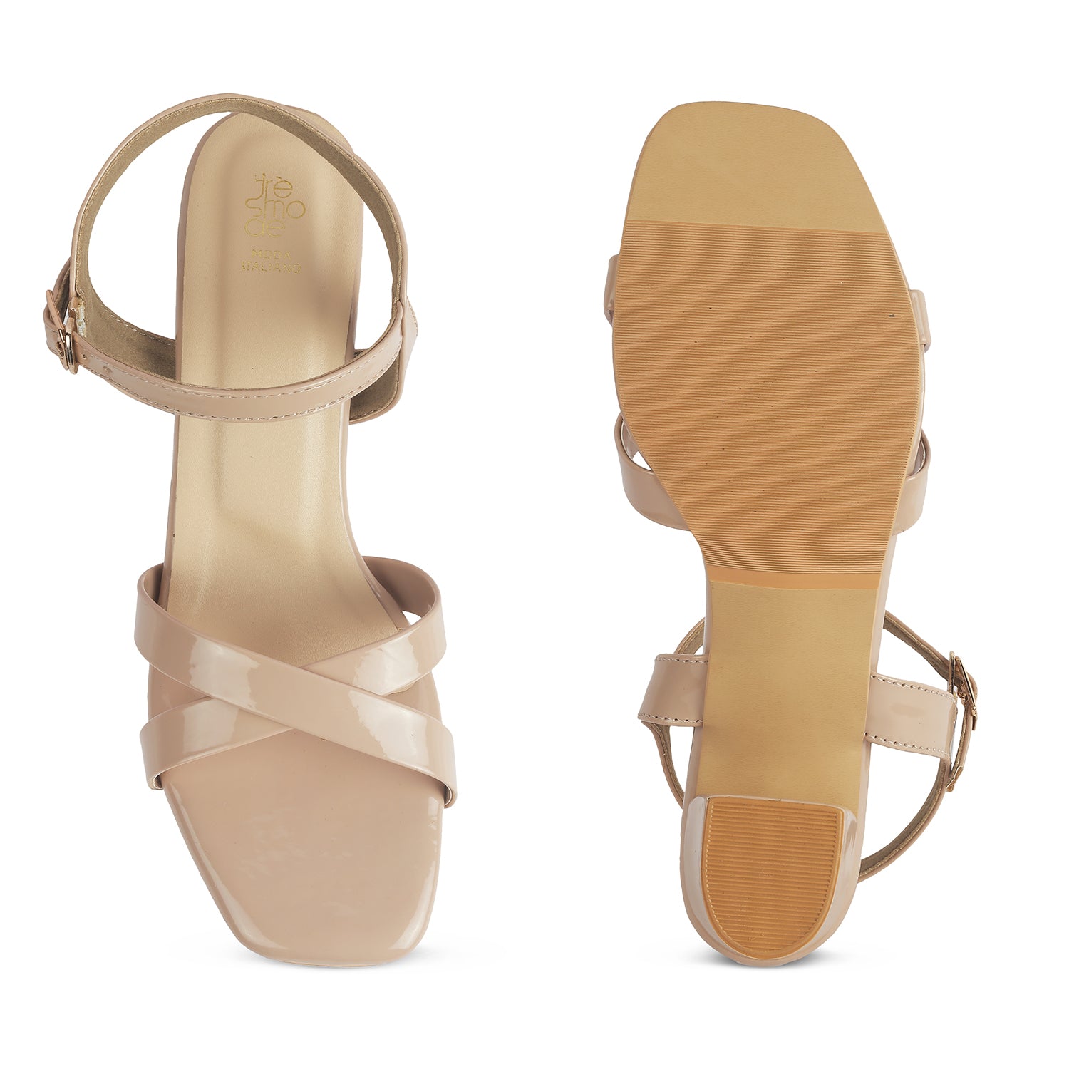 Tresmode Roc Beige Women's Dress Block Heel Sandals