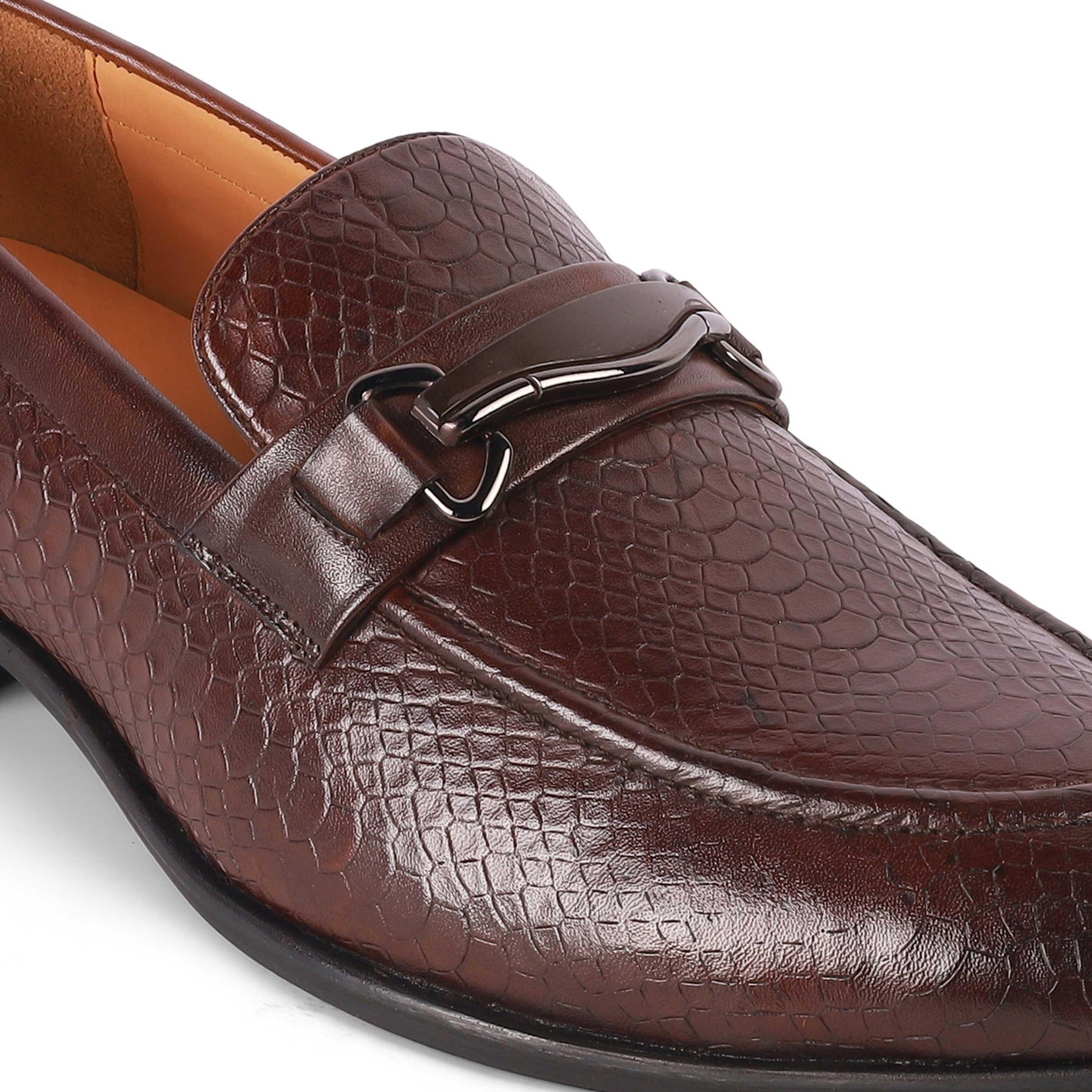 Royal Brown Men's Formal Textured Leather Loafers Tresmode