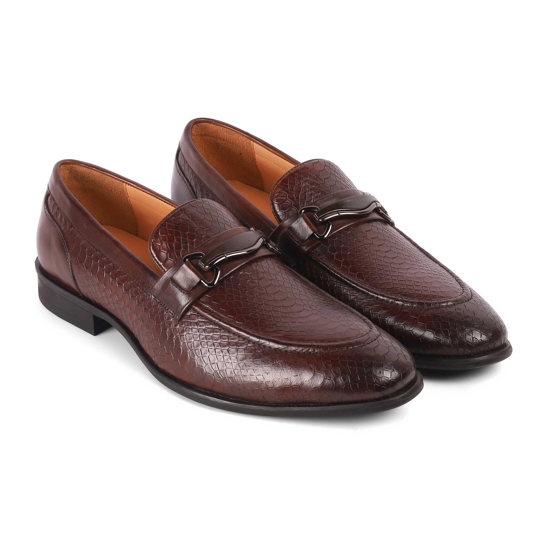 Royal Brown Men's Almond Shape Leather Loafers Tresmode