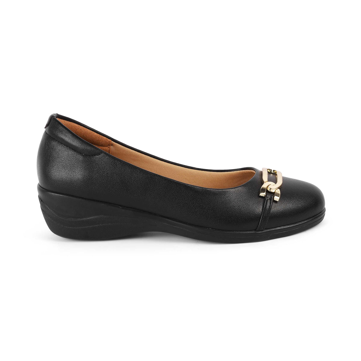 Tresmode Sanz Black Women's Casual Wedge Ballerinas