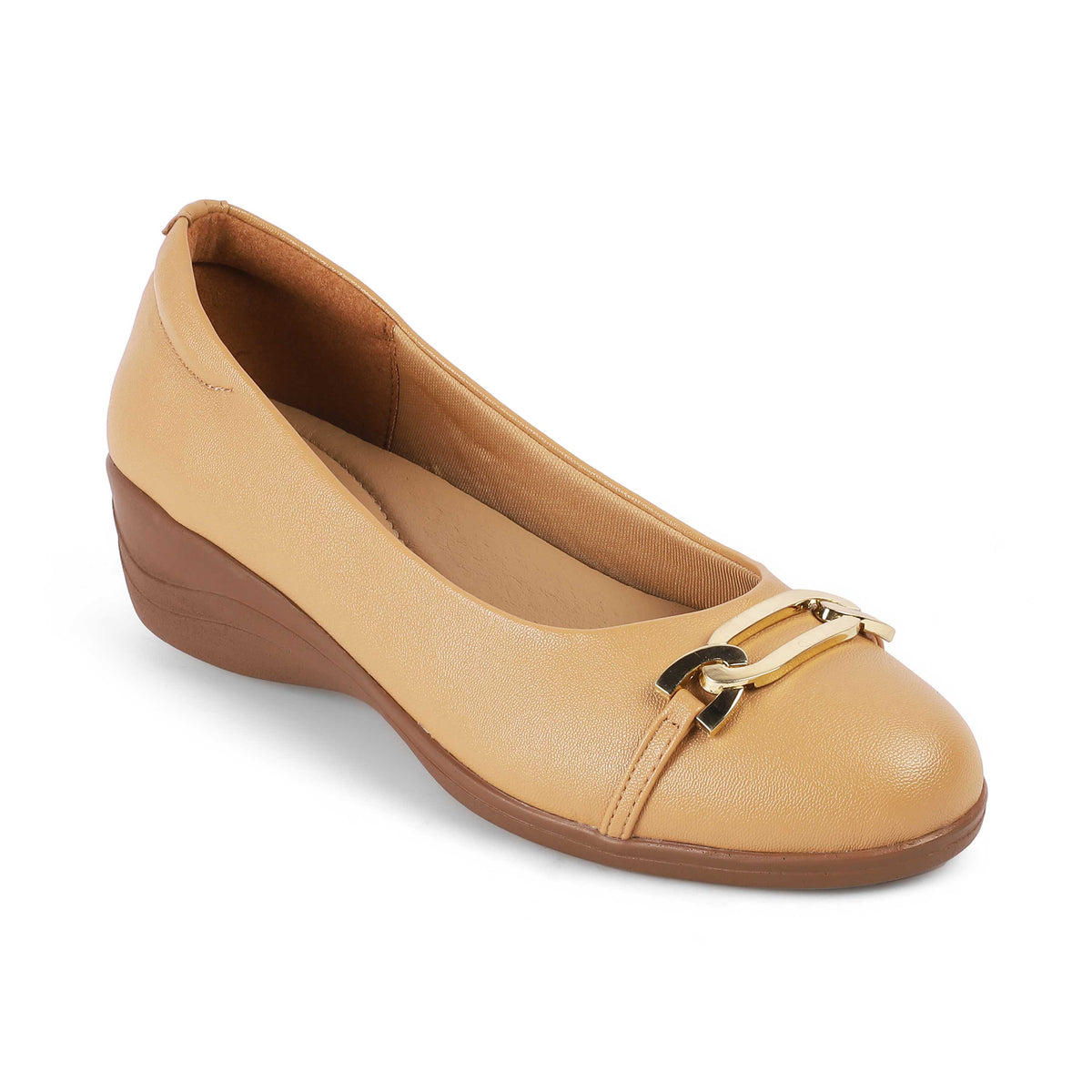 Tresmode Sanz Camel Women's Casual Wedge Ballerinas