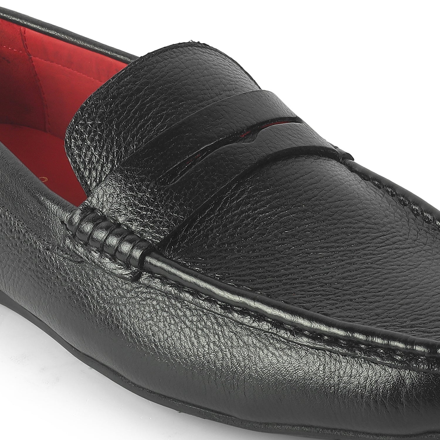 Tresmode Slipon Black Men's Leather Penny Loafers