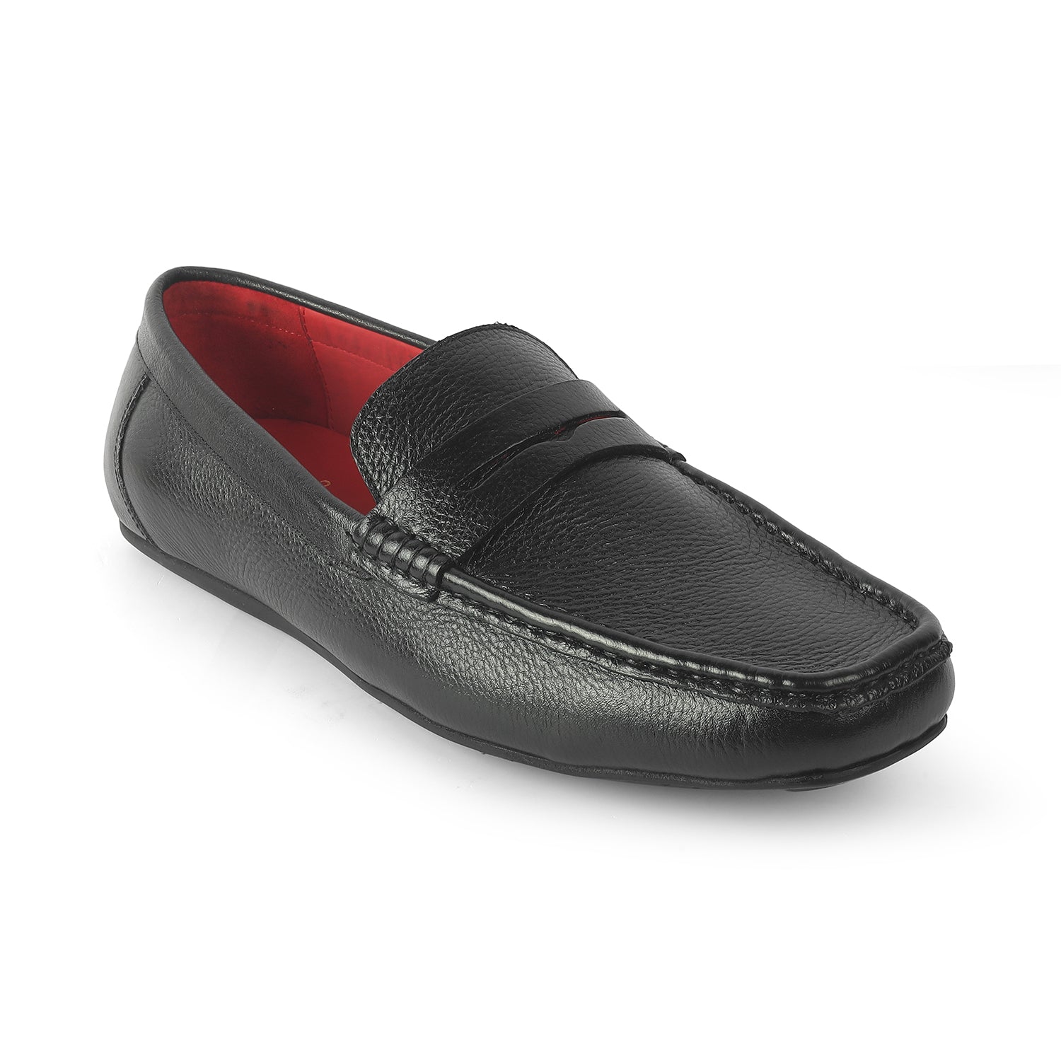 Tresmode Slipon Black Men's Leather Penny Loafers