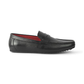 Tresmode Slipon Black Men's Leather Penny Loafers