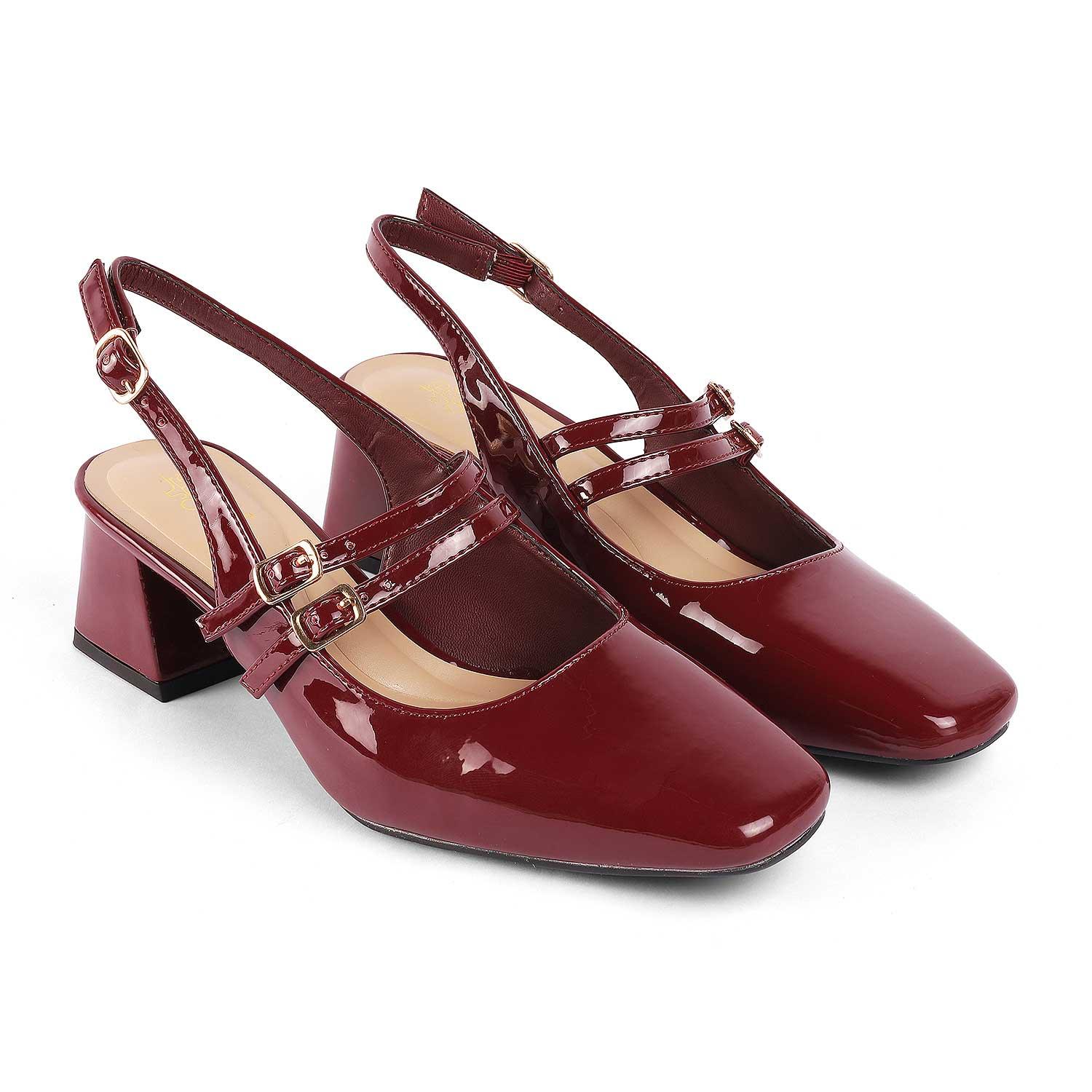 Tresmode Sofab Maroon Women's Dress Block Heel Pumps