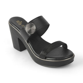 Women's Black Block Heel Sandals Tresmode