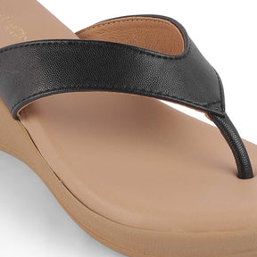 Tresmode Terni Black Women's Casual Wedge Sandals