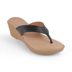 Tresmode Terni Black Women's Casual Wedge Sandals