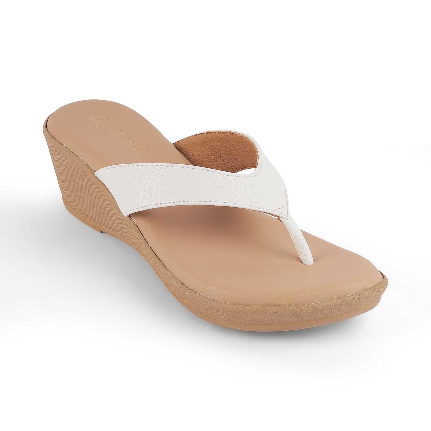 Terni White Women's 2-inch Wedge Sandals Tresmode