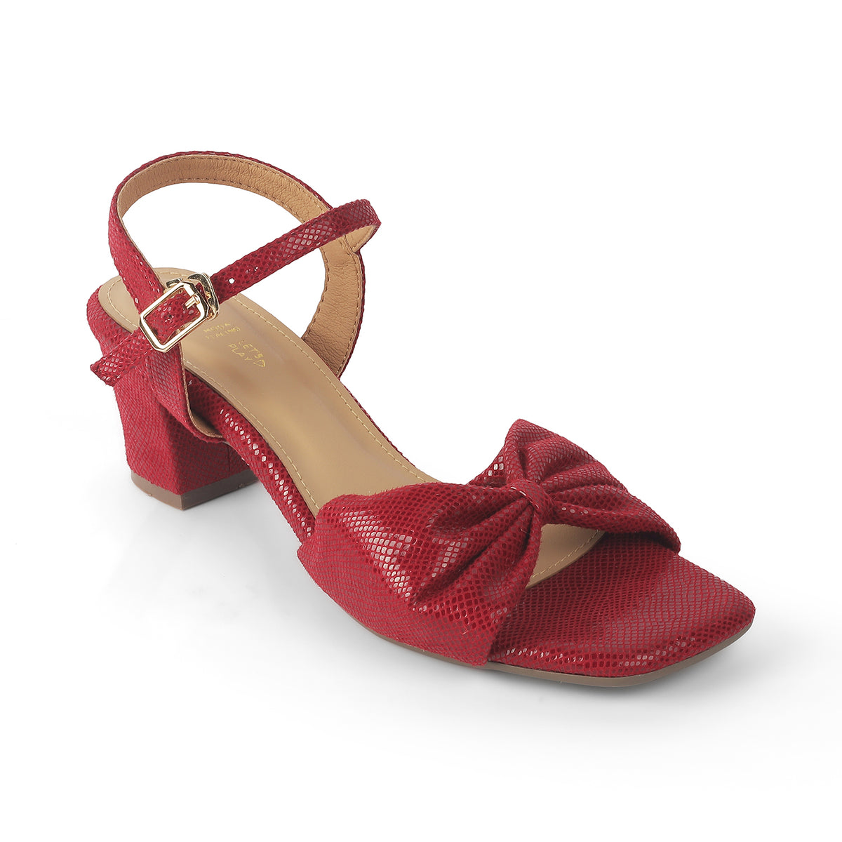 Tresmode Trenton Red Women's Dress Block Heel Sandals