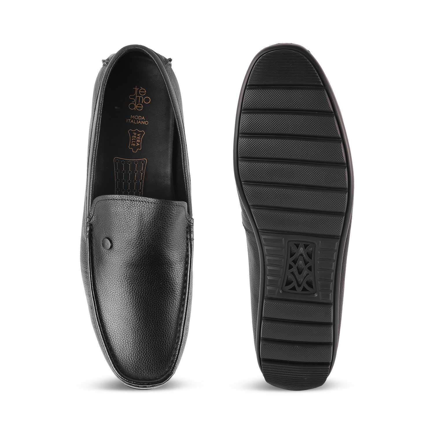 Trev Black Men's Versatile Leather Loafers Tresmode