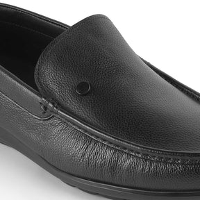 Trev Black Men's Semi-formal Leather Driving Loafers Tresmode