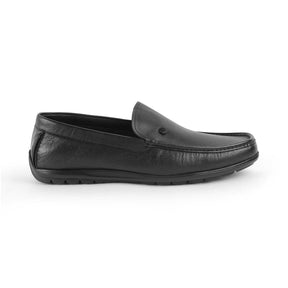 Trev Black Men's Leather Driving Loafers Tresmode