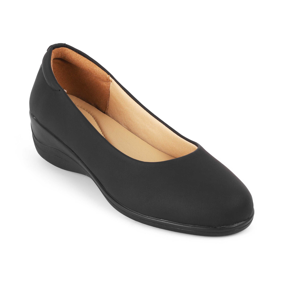 Tresmode Vallersso Black Women's Casual Wedge Ballerinas