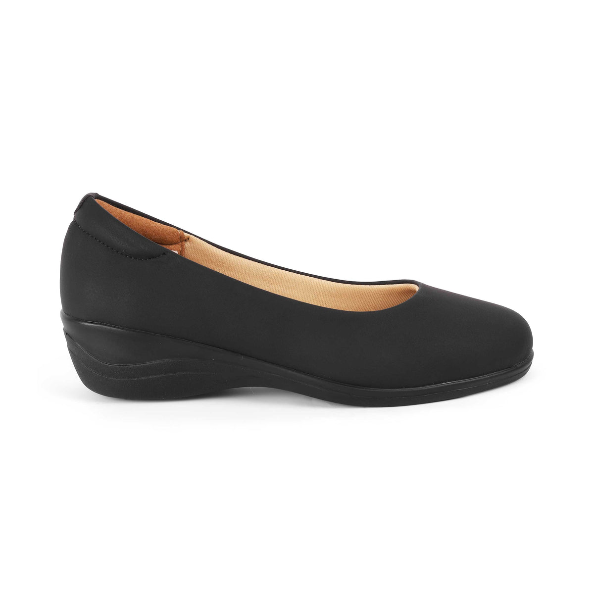 Tresmode Vallersso Black Women's Casual Wedge Ballerinas