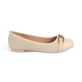 Yolky Beige Women's TPR Sole Ballerinas Tresmode