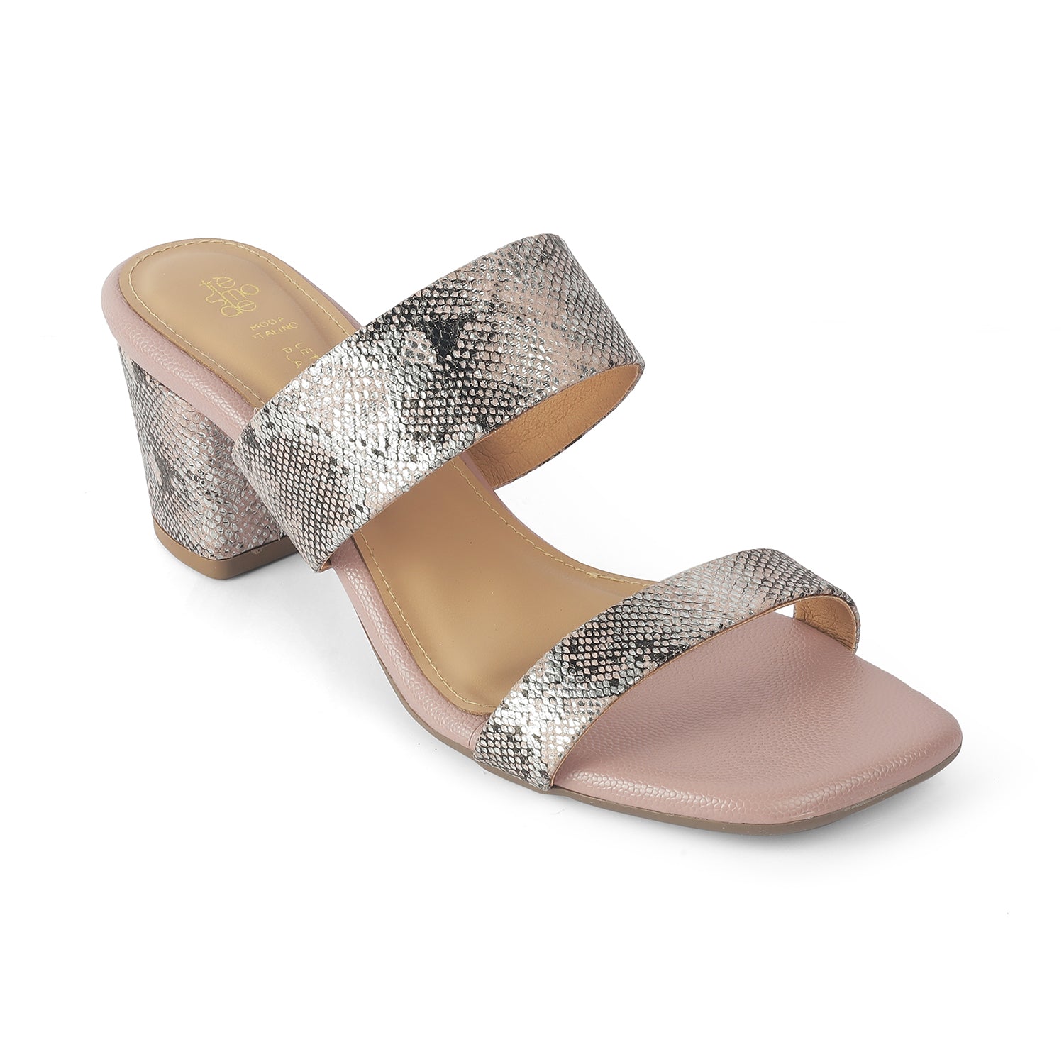 Women's Champagne Block Heel Sandals Tresmode