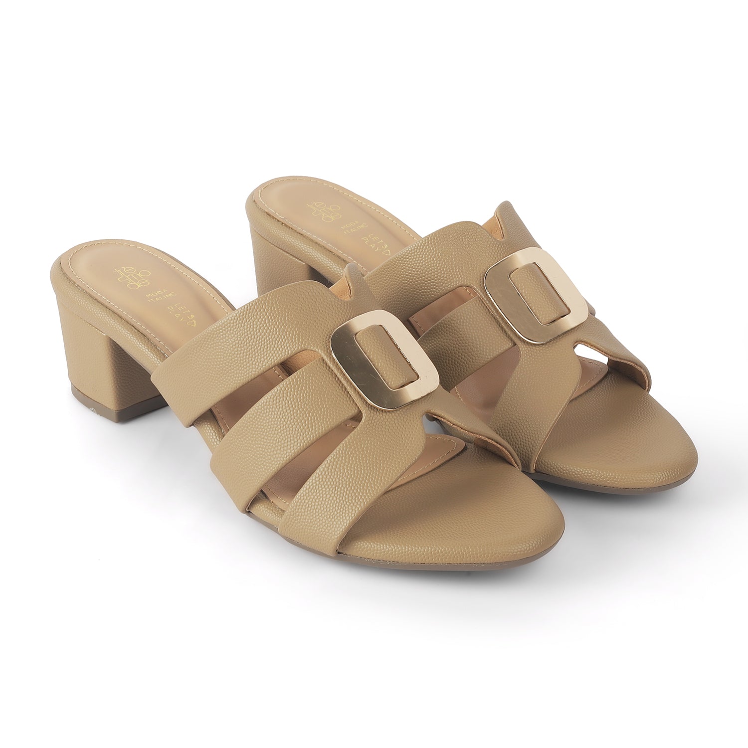 Tresmode Tangle Beige Women's Dress Block Heel Sandals