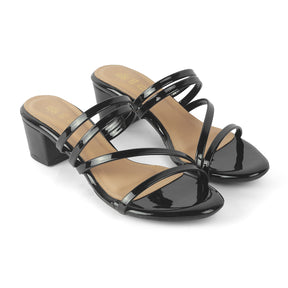 Tresmode Teuice Black Women's Dress Block Heel Sandals