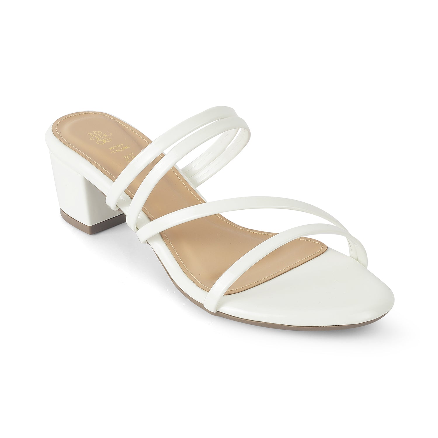 Tresmode Teuice White Women's Dress Block Heel Sandals