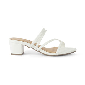 Tresmode Teuice White Women's Dress Block Heel Sandals