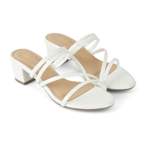 Tresmode Teuice White Women's Dress Block Heel Sandals