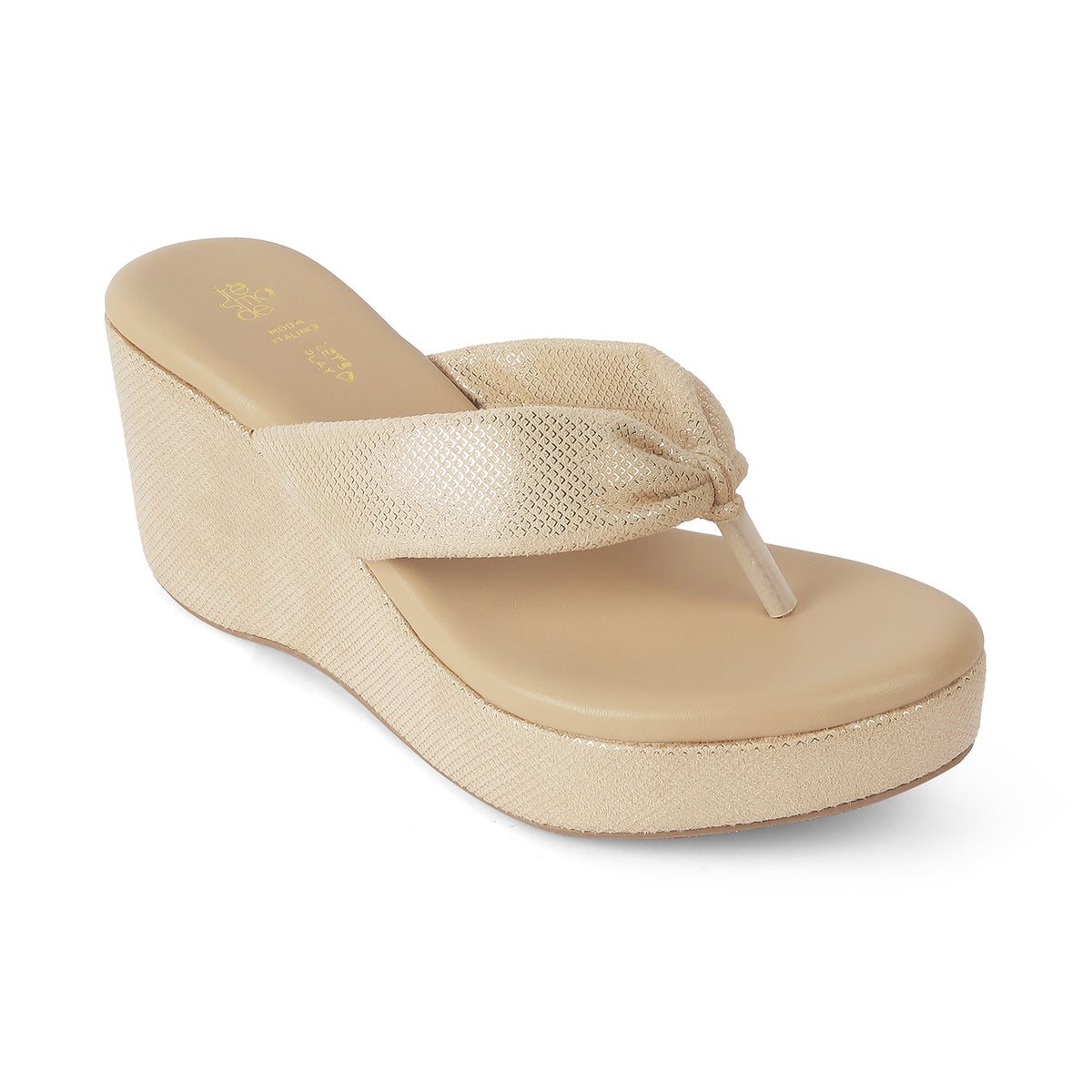 Women's Beige Wedge Heel Sandals Tresmode