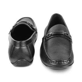 The Abia Black Men's Leather Driving Loafers Tresmode - Tresmode