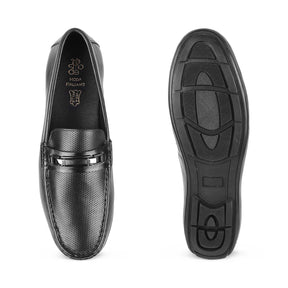 The Abia Black Men's Leather Driving Loafers Tresmode - Tresmode